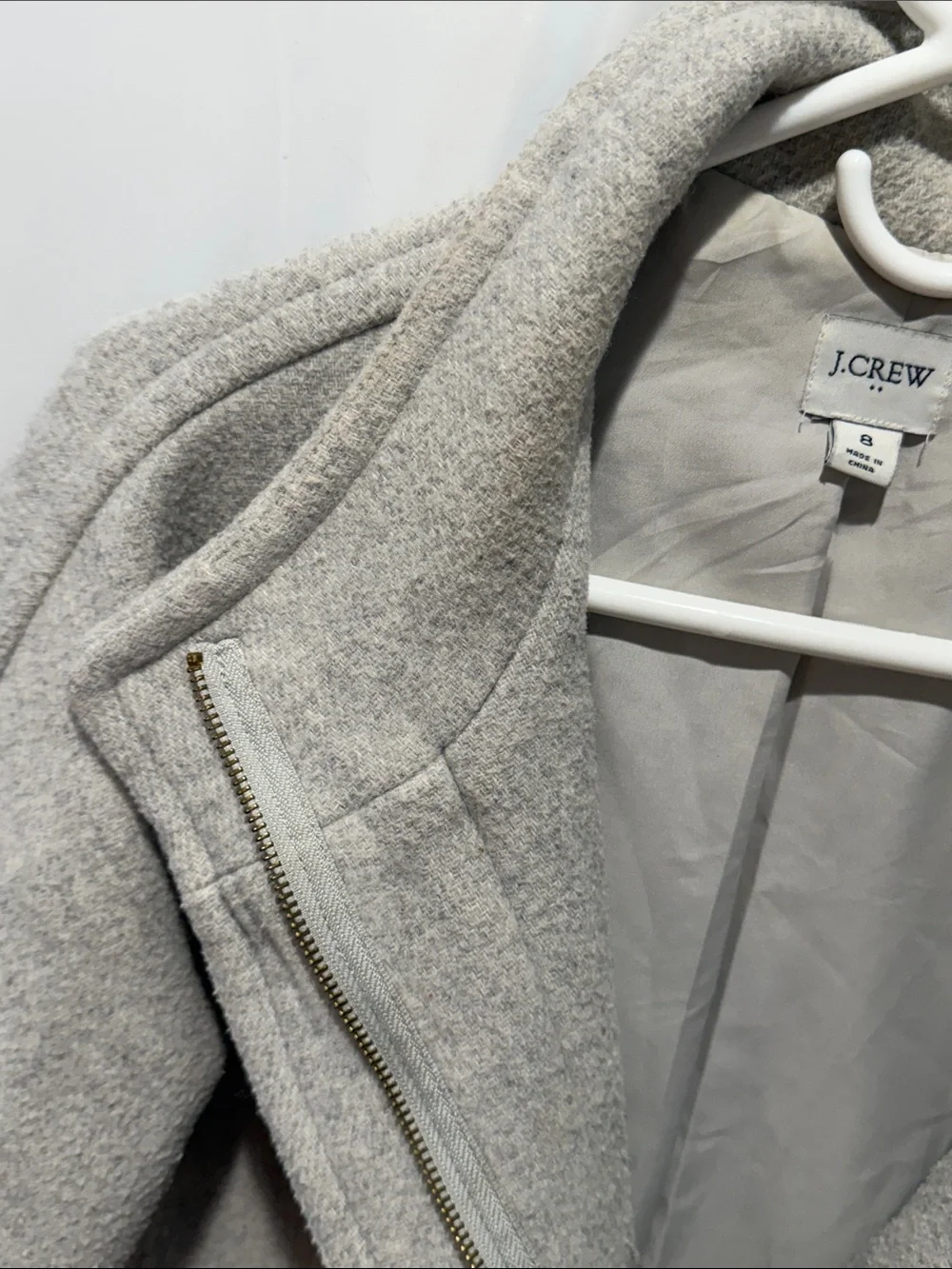 J. Crew Light Gray Wool-Blend Stand Collar Pea Coat - Picture 7 of 9